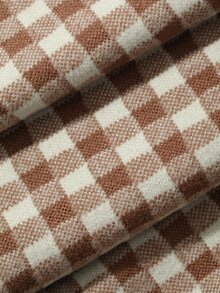 DAZY Plaid Drawstring Tie Straight Leg Long Pants Casual Formal Korean Style Autumn/Winter Women's Sweatpants Vacation - Brown - View 7
