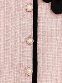Toddler Girls Set Polyester Round Neck Long Sleeve Button Front Bow Short Regular Fit Jacket Set Fall/Winter Multicolor - Multicolor - View 6