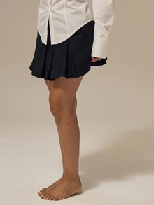 MUSERA Black Fitted Waistband Pleated Mini Skirt Smart Workwear Office Everyday Loungewear Essentials - Black - View 4