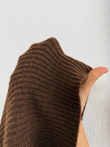 SHEIN Frenchy Plus Size Casual Solid Color Knit Dress, Autumn/Winter - Brown - View 8