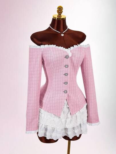 Amplova Giacca rosa dolce & sexy da donna