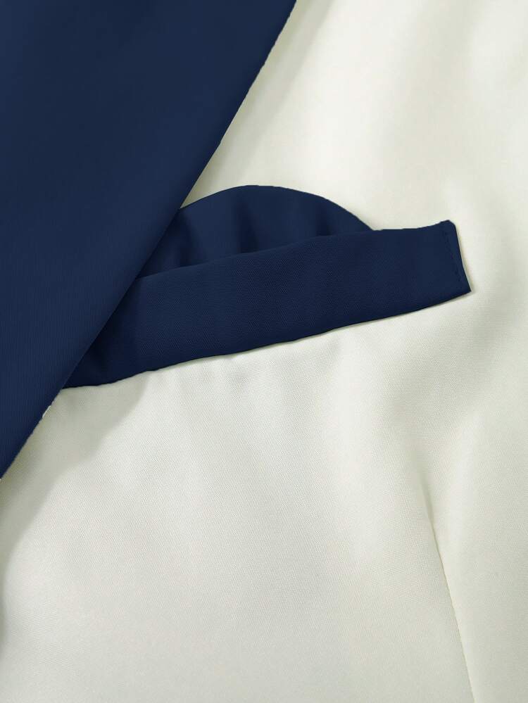 Manfinity Bizformal Men's Green And White Spring/Summer Wedding Atmosphere Suit Set - Navy Blue - View 6
