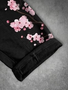 Manfinity EMRG 男士櫻花印花套頭運動衫與運動長褲套裝 - 黑色 - 查看 8