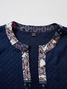 Rusticease Plus Size Vacation Casual Printed Patchwork Jacket - Multicolor - View 4
