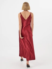 KÆRIA Hus Bias-Cut Cowl-Neck Dress - Fluid Liquid Satin - Wine Red - Slip, Party Night Bar, Wedding Guest, Sexy Elegant, Date, Gift, Dinner, Concert Summer - Red - View 3