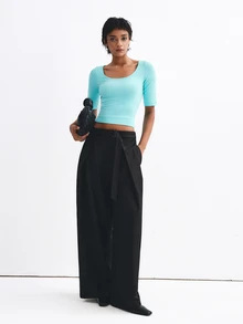 ATUI Studio Women's Casual Pleated Pocket Long Pants For Business Office - Black - View 6
