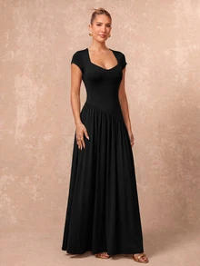 Lumalex Women's Solid Color Pleated Casual Party & Travel Long Dress - Black - View 10