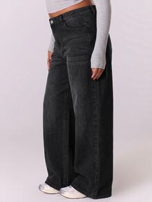MUSERA Low Waist Plus Size 90's Y2k Jeans Streetwear Casual Cute Everyday Office Work Everyday Chic - Black - View 4