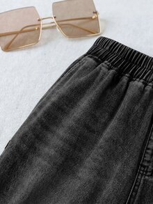 EMERY ROSE EMERY ROSE Quần jean denim túi cài cúc thời trang du lịch size lớn - màu đen - Xem 8