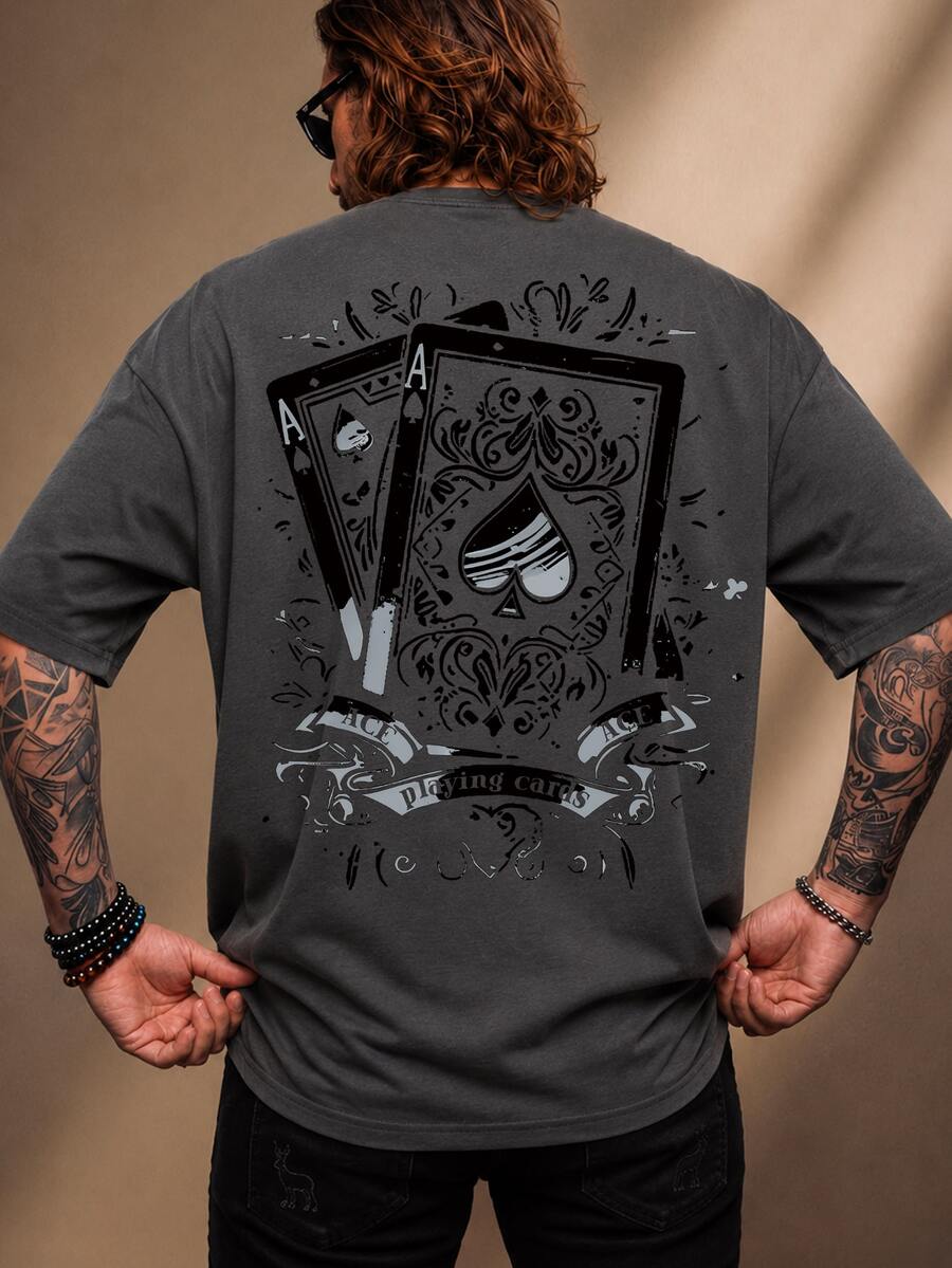 Manfinity Homme Men's Plus Size Letter Print Casual Daily Wear T-Shirt - Dark Grey - View 1