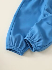 SHEIN 男嬰卡通恐龍圖案拼色連帽長袖外套與鬆緊腰長褲2件套，百搭舒適 - 彩色 - 查看 8