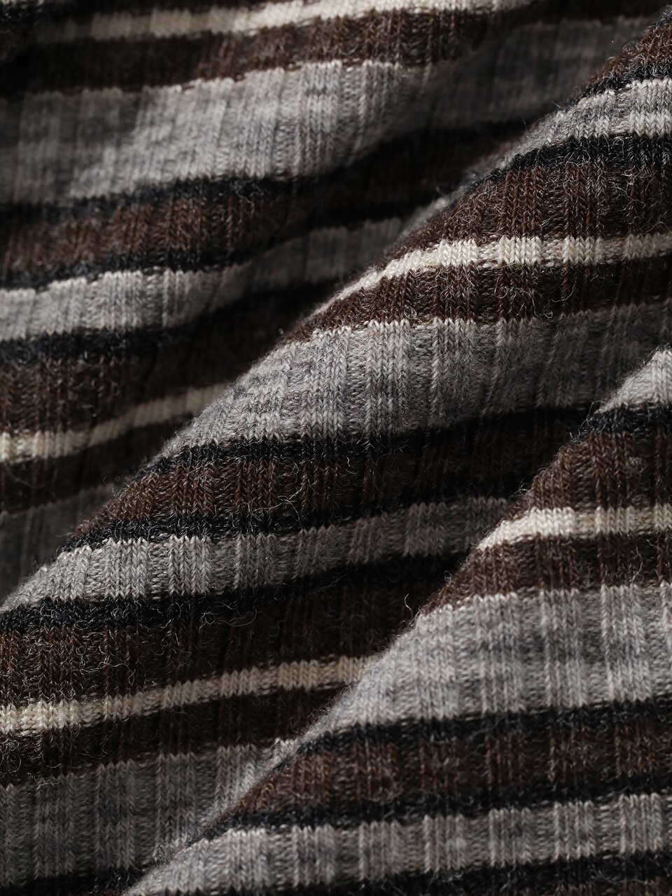Spring/Autumn V-Neck Long Sleeve Grey-Brown Ribbed Striped Knit Slim Fit Flattering Base Layer Casual Streetwear Daily Commute Women's T-Shirt Y2k