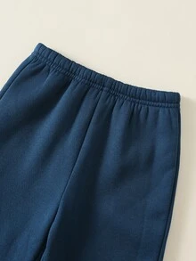 SHEIN 男嬰對比色針織柔軟長袖開襟外套與鬆緊腰長褲 2 件套裝 - 彩色 - 查看 8