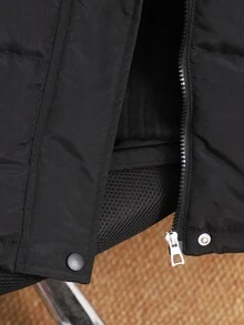 青少年男孩 1件裝 黑色時尚絎縫冬季背心 - 黑色 - 查看 7