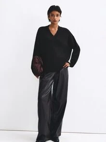 ATUI Studio Women's Solid Color Casual Versatile Daily Long Sleeve Sweater - Black - View 6