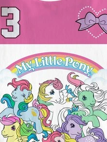 My Little Pony X SHEIN Kaos Lengan Pendek Kasual Sehari-hari Wanita Ukuran Besar dengan Motif Kartun Huruf - Putih - View 3