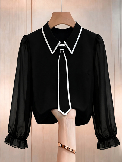 GlowEve CURVE Camisa casual versátil de uso diario con bloques de color para mujer de talla grande