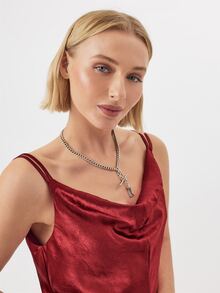KÆRIA Hus Bias-Cut Cowl-Neck Dress - Fluid Liquid Satin - Wine Red - Slip, Party Night Bar, Wedding Guest, Sexy Elegant, Date, Gift, Dinner, Concert Summer - Red - View 6
