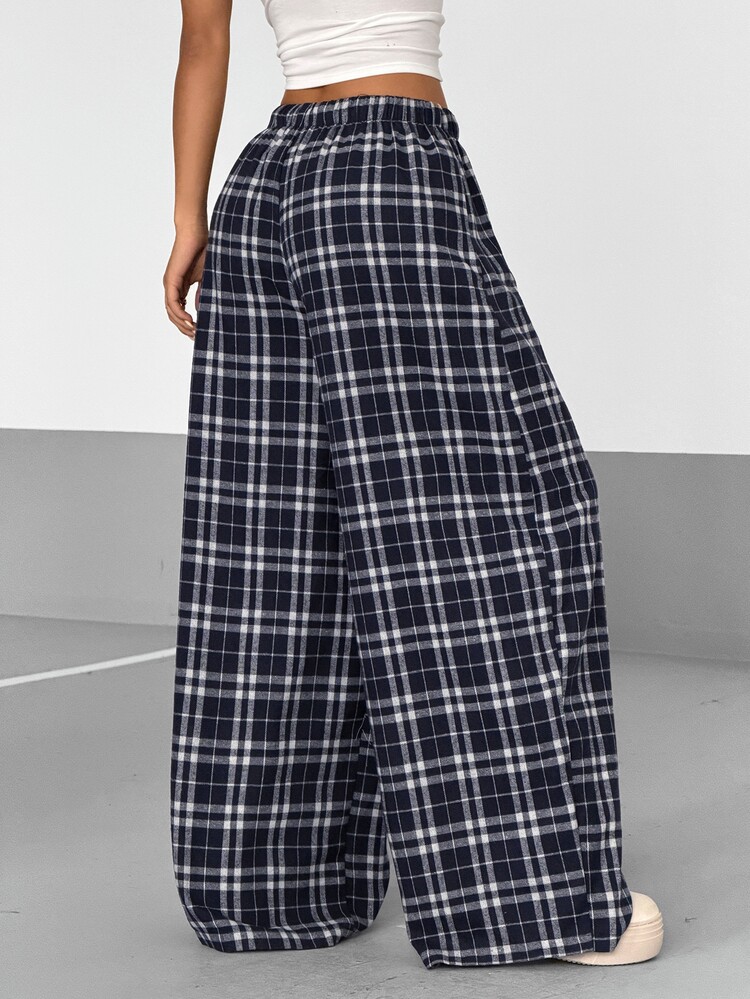 StreetHx Women's Street Retro Plaid Cotton-Feel Curved Leg Pants - Multicolor - View 2