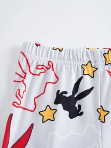 LOONEY TUNES X SHEIN Young Boy Cartoon Print Fitted Loungewear Set - Grey - View 5