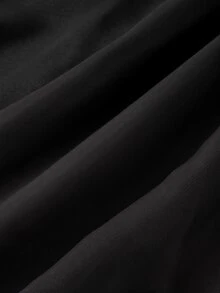 ROMWE Avant Sexy Romantic Chiffon Flowy Ribbon Ruffle Hem Cami Short Dress For Women - Black - View 3