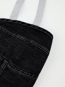 GlowEve Women's Front Button Camisole Denim Top - Black - View 5
