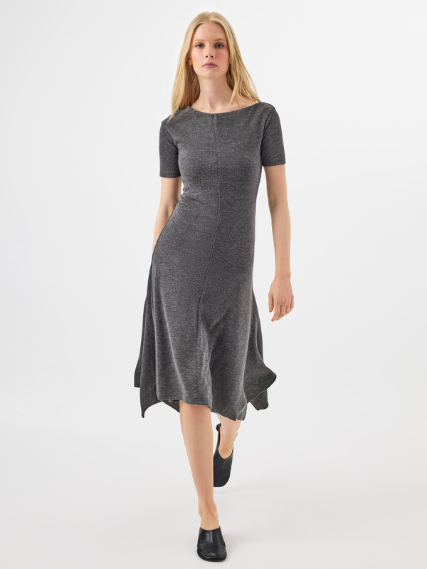 KÆRIA Hus Vestido largo casual de manga corta y cuello redondo de unicolor para mujer