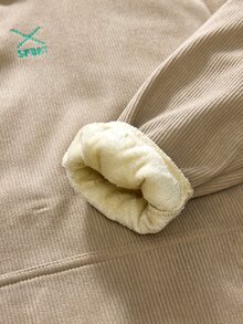 AXEPEAK Men's Casual Versatile Thermal Lined Hooded Pullover Sweatshirt - Apricot - View 4