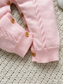 SHEIN 女嬰刺繡可愛毛衣連身爬行衣 - 粉色 - 查看 3
