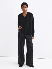 ATUI Studio Women's Solid Color Casual Versatile Daily Long Sleeve Sweater - Black - View 4