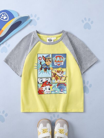 SHEIN | PAW Patrol Young Boy Colorblock Patchwork Cartoon Print T-Shirt