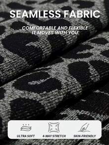 Slayform Leopard Print Mid-High Waist Casual Sports Seamless Leggings - Dark Grey - View 5