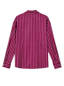 Franclia Women's Striped Shirt & Knitted Vest 2 Pieces Set - Burgundy - View 6