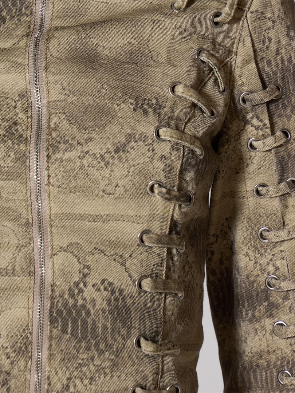 Denim Printed Eyelet Detail Jacket