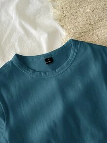 Tseoso 95%棉 女款休閒極簡純色圓領短袖修身短版T恤 - 彩色 - 查看 4
