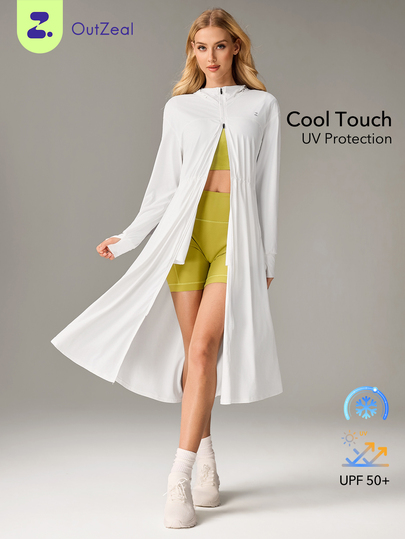 OutZeal Women Sun-Proof Jacket Daily Casual UV Protection Quick-Dry Cool Touch Long Length Hood Outdoor Tops