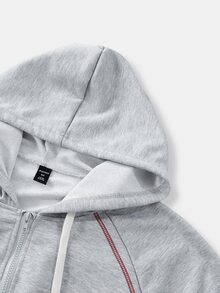 ROMWE MEN Men's Hoodie And Sweatpants Casual Daily Outfit Set - Grey - View 3
