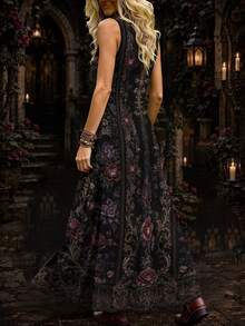 Breezaya Plus Size Women's Bohemian Floral Print A-Line Maxi Dress ...