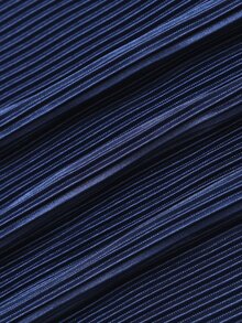 EastFlair Gaun Midi Lengan Panjang Berlipit Biru Elegan untuk Wanita, Cocok untuk Pesta Kantor Musim Gugur/Dingin - Navy Blue - View 8