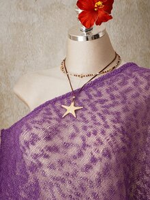 SHEIN ICON 女款大尺碼不對稱下擺流蘇設計寬鬆針織上衣 - 紫色 - 查看 7