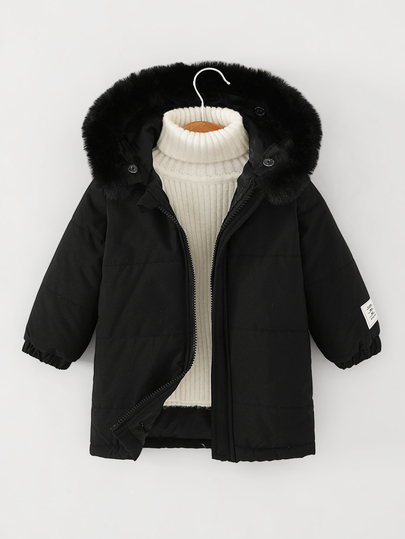 SHEIN Souflis Baby Boy Winter Casual Versatile Hooded Jacket