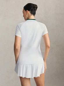 Activina 女款拼色休閒日常戶外運動 Polo 衫 - 白色 - 查看 2