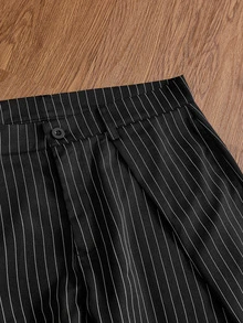 SWAVVY Men's Striped Shirt And Suit Pants Set - Black - View 10