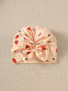 SHEIN 秋冬新生兒蝴蝶結印花可愛嬰兒連身衣 + 帽子 - 彩色 - 查看 6