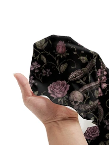 ROMWE Goth 女款花卉手繪性感暗黑美學全印花迷你洋裝 - 黑色 - 查看 5