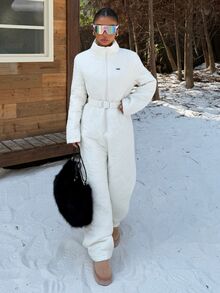 Muchica Women's Winter Outdoor Warm Jumpsuit - White - View 5