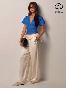 COSMINA Women's Casual Versatile Solid Color T-Shirt - Blue - View 3