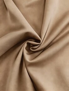 SHEIN Franclia 時尚休閒通勤百搭丹寧效果印花紋理柔軟面料高腰開衩女款短褲/裙/寬腿褲/熱褲 - 卡其色 - 查看 4