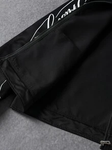 Manfinity CasualCool 男士字母圖案休閒日常長袖夾克 - 黑色 - 查看 7