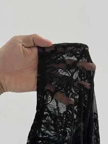 Maweii Plus Size New Lace Sexy Fitted Ruffle Trim Romper Shorts Fall - Black - View 8